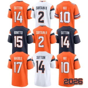 Men’s Jaylen Waddle Football Jersey Stitched Patrick Surtain II Bo Nix Courtland Sutton Nik Bonitto S 3XL Fast Shipping