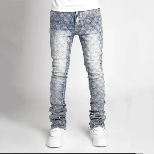 Men’s Jeans Denim Stretch Slim Fit Pearl Casual Style Pencil Skinny Denim Pants