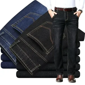 Men’s Jeans Spring Medium Wash Four Seasons All-match Men’s Slim-fit Straight Denim Casual Jeans