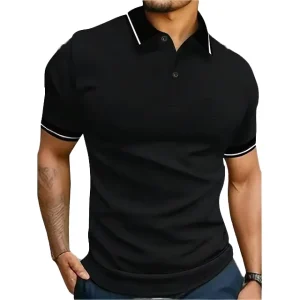 Men’s Jersey Shirt Anti Pilling Digital 3D Printed Solid Color All Match Lapel Short Sleeve 100% Polyester Casual