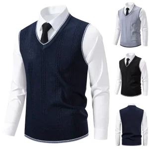 Men’s Knit Casual Pullover Vest Slim Fit Sleeveless Lightweight Sweater Vest V Neck