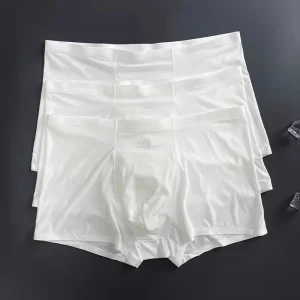 Men’s Knitted Ice Silk Thin Seamless Quick Dry Breathable Comfortable Mid-Rise Summer Business Underwear Boxer Briefs