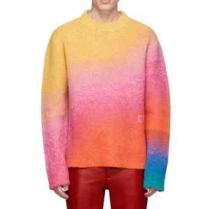 Men’s Knitwear Sweater Embroidery Logo Gradient Color Casual Pullover Plus Sized Unisex Sweater