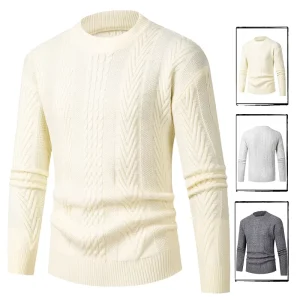 Men’s Korean Lazy Streetwear Cashmere Knit Sweater Autumn Winter Thickened Pullover Pattern Print Short Warm