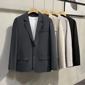 Men’s Korean Style Blazer Suit, Comfortable Loose Comfy Jacket for Wedding Party Formal Business, S to 3XL, Woven & Worsted Fabric