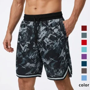Men’s Lightweight Basketball Workout Shorts Quick Dry Gym Activewear Elastic Waistband Breathable Pockets Printing Pattern