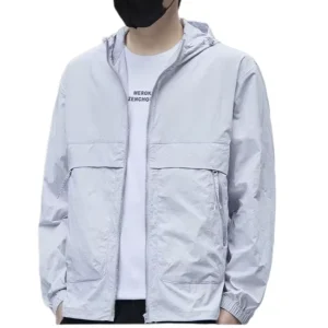 Men’s Lightweight Hooded Sun Protection Jacket UPF50+ Quick Dry Windproof Outdoor Sport Coat Summer Casual UV Blocking Skin Coat