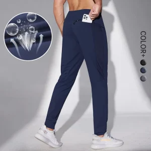 Men’s Lightweight Joggers Slim Fit Quick Dry Running Sport Hiking Pants With Zipper Pockets