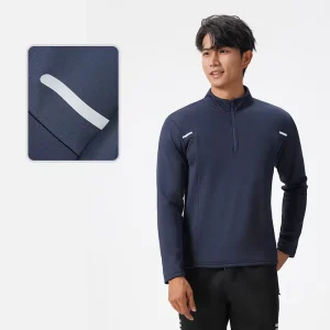Men’s Lightweight Long Sleeve Seamless Breathable Casual T-Shirt Summer Sports Windproof Quick-Drying Fitness Running Training