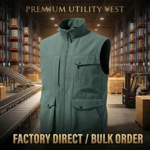 Men’s Lightweight Multi-pocket Zip Cargo Utility Jacket for Hiking Fishing Safari Travel for Spring Outings ODM Vest