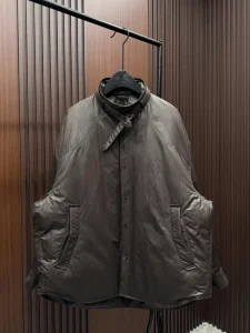 Men’s Lightweight Polyester Down Jacket Loose Stand Collar Winter Fashion Clothes