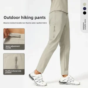 Men’s Lightweight Slim Fit Casual Outdoor Chino Straight Nylon Sports Pants with Zippers Durable Quick Drying Wear Resistant
