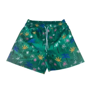 Men’s Lightweight Waterproof Quick Dry Breathable Cartoon Printed Polyester Swim Trunks Elastic Waist Drawstring Travel Pool