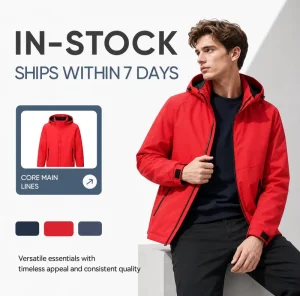 Men’s Lightweight Windproof Long Zipper Thin Casual Hooded Jacket Solid Color Stand Collar Polyester Woven Coat