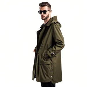 Men’s Long Coat with Hood and Zipper Stylish Casual Warm for Autumn and Winter for Travel Skiing Water resistant