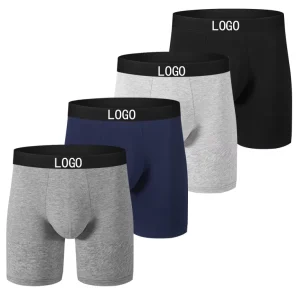 Men’s Long Knit Cotton Boxer Briefs Moisture Wicking Breathable Comfortable Anti-Chafing Sports Underwear for All Day Wear