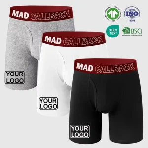 Men’s Long Leg Sports Underwear Boxers Shorts Colorful Waistband Breathable Briefs Plus Size