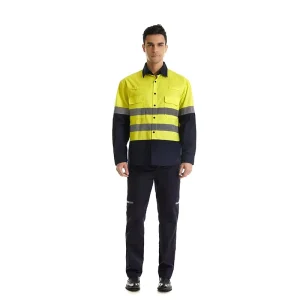 Men’s Long Shirt With Pant for Factory Working Reflective Safety Workwear Suits