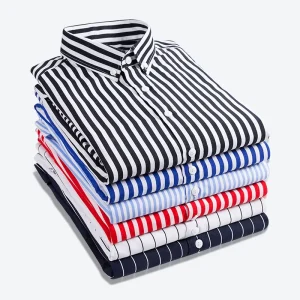 Men’s Long Sleeve Shirt Trendy Slim Fit Casual Men’s Striped Shirt