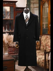 Men’s Long Slim Fit Wool Overcoat Warm Business Casual Winter Outerwear