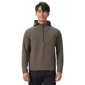Men’s Long sleeved Hoodie Outdoor Running Quick drying Sports T shirt Half zip Sportswear