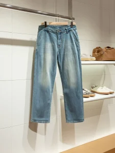 Men’s Loose Straight-leg Denim Jeans 11oz Lightweight Vintage-Washed Blue Chino-Style Pants