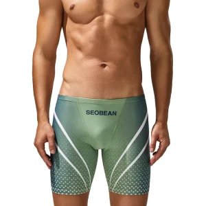 Men’s Low Rise Swim Boxer Swimwear Long Vortex Gradient Color Swimwear