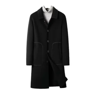 Men’s Luxury Korean Style Double-Sided Coat High-Temperament Business Casual for Autumn and Winter Warm and Heavy Long Coat