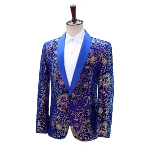 Men’s Luxury Sequins Dress Glitter Fabric for Wedding Dress Lapel Collar Men Blazer Plus Size Jackets