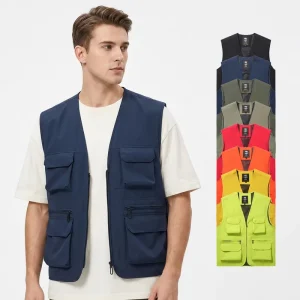 Men’s Mesh Breathable Quick Dry Tactical Vest Outdoor Multi Pocket Photography Fishing Utility Vest for Hiking Travel