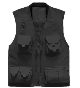 Men’s Mesh Fishing Vest Photography Work Multi-Pockets Outdoors Journalist’s Vest Slim Fit Mesh Lining