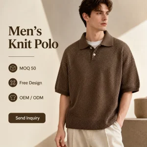 Men’s Mesh Knit Short Sleeve Polo Shirt Breathable Summer Jacquard Collar Casual Slim Fit Golf Style Knitwear