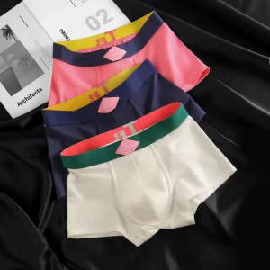 Men’s Mid-Rise Boxers Cotton Knitted Shorts for Boys Youth Fashionable Comfortable Breathable Underwear Mid-Waist Style