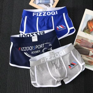 Men’s Mid Rise Letter Design Cotton Knitted Underwear Boxer Briefs Anti Bacterial Breathable Comfortable Fashionable Waist