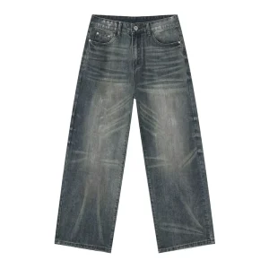 Men’s Mid Rise Loose Straight Leg Denim Jeans Korean Style Retro Fashionable All Match Trousers