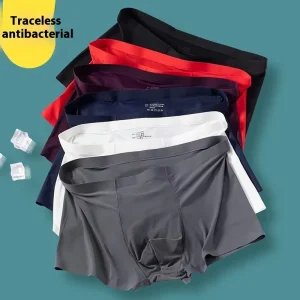 Men’s Mid-Rise Nylon Seamless Boxer Briefs Antibacterial Breathable Eco-Friendly Quick Dry Summer Underwear Logo Waist