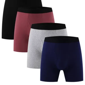 Men’s Mid-Rise Woven Polyester Plain Weave Sporty Breathable Training Underwear Boxer Briefs