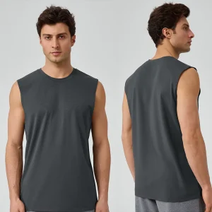 Men’s Modal Cool Breathable Loose Yoga Exercise Sleeveless Fitness Top Activewear Plain Black Fitness Gym Tank Tops