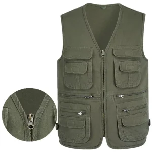 Men’s Multi Pocket Outdoor Fishing Vest Breathable Cotton Travel Photography Hunting Utility Vest
