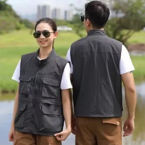 Men’s Multi Pocket Vest for Outdoor Sports Fishing Reporter Photography Casual Volunteer Activities Waistcoat