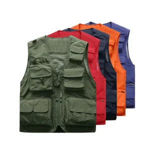 Men’s Multi Pockets Cargo Vest for Climbing Shooting Photography Hooking Fisherman Journalist Fishing Vest Waistcoat