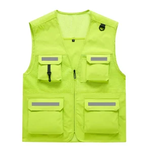 Men’s Multi Pockets Polyester Cargoes Fisherman Vest Waistcoat for Climbing Fishing Hiking Journalist Photography Camping Vest