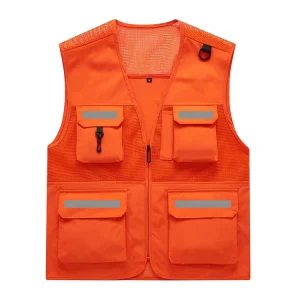 Men’s Multi Pockets Polyester Cargoes Fisherman Vest Waistcoat for Climbing Fishing Hiking Journalist Photography Camping Vest