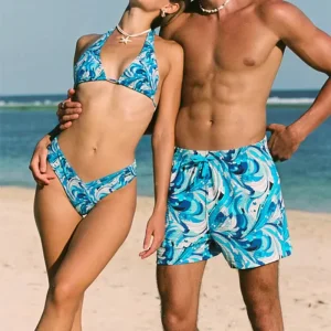 Men’s New Design Quick Dry Fitness Swim Shorts Solid Pattern Beach Shorts Plus Size Swimwear for Couples