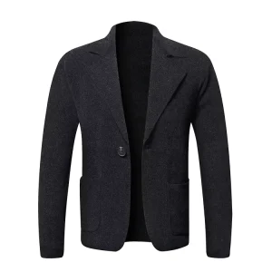Men’s New European American Fashion Single Breasted V Neck Cardigan Solid Color Blazers