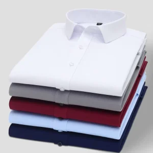 Men’s Non iron Shirt Long Sleeve Anti wrinkle Stretch Business Shirt