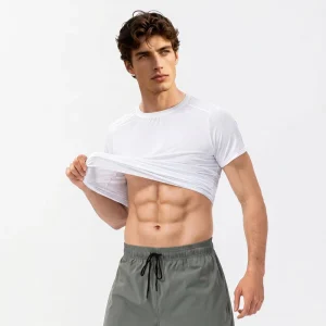 Men’s Nylon Ice Silk Quick Dry Breathable Sweat absorbent Short Sleeve Loose Sporty Fitness Running T Shirt