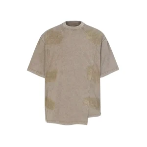 Men’s O Neck T Shirt Pure Cotton Breathable Short Sleeves Street Style Washed for Look Loose Fit Summer Fashion