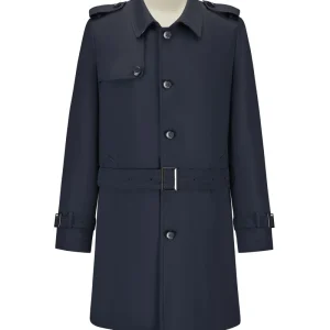 Men’s Office Outfit Slim Trench Coat Long Formal Business Jacket Single Breasted Woven Style Blazer Style