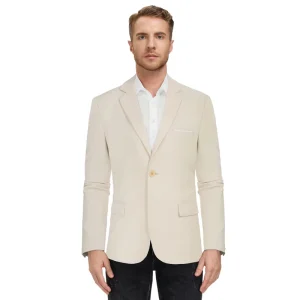 Men’s One-Button Coat Notch Lapel Long Sleeve Back Split Casual Male Men’s Clothing Blazers